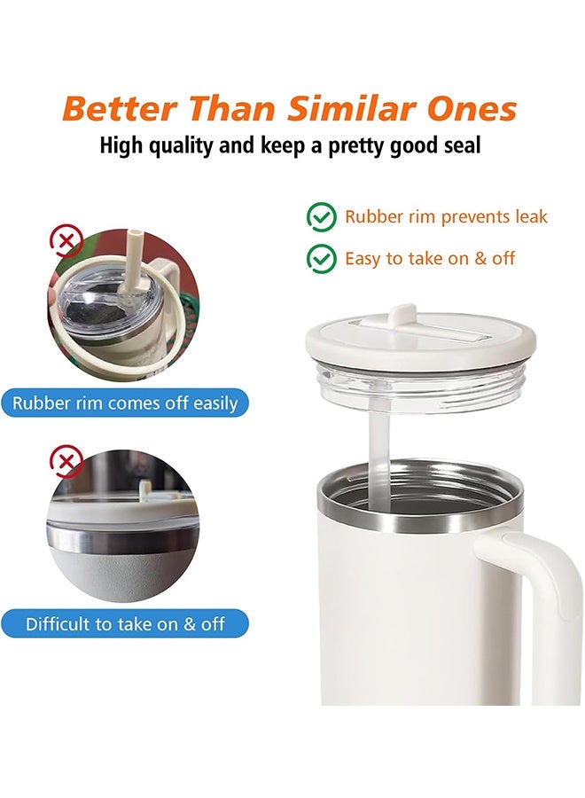 بكومور عبوة من قطعتين فاخرتين من أغطية أكواب ستانلي كوينشر سعة 40 أونصة مع شفاطة قابلة للطي - مانعة للتسرب والانسكاب، مناسبة لأكواب ستانلي كوينشر سعة 40 أونصة، ملحقات أكواب قابلة لإعادة الاستخدام وخالية من مادة BPA - Image 4